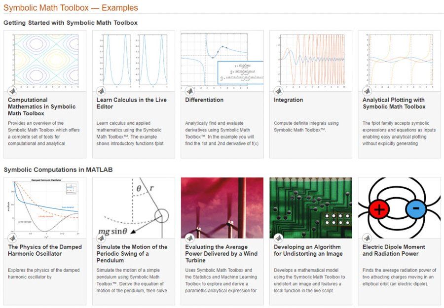 Symbolic Math Toolbox examples.