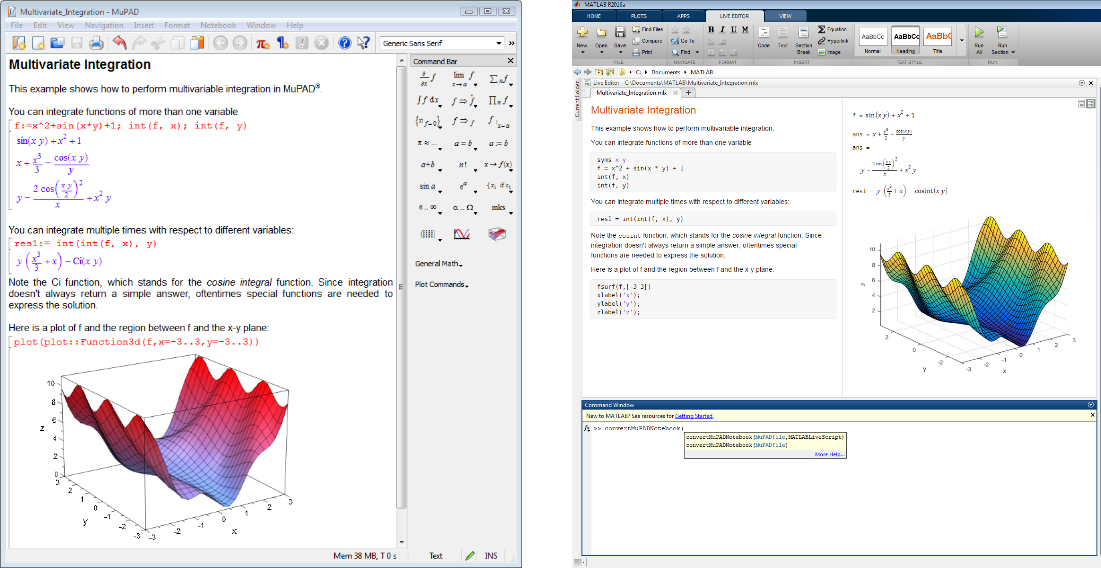 MUPAD notebook to live script