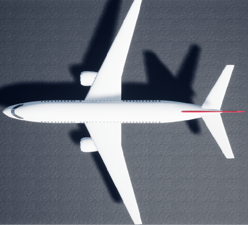 Top-down view of airliner aircraft.