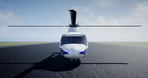 Front view of helicopter.