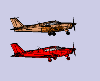 Example flight trajectory of two plane images separated.