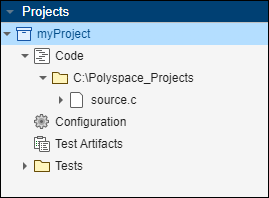 Configuration node in project tree