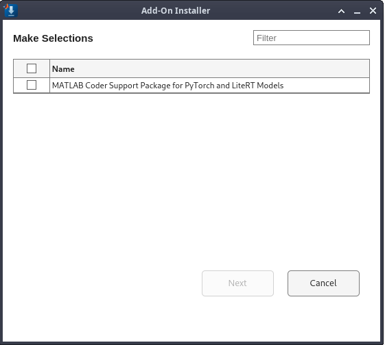 Select the support package for installation.