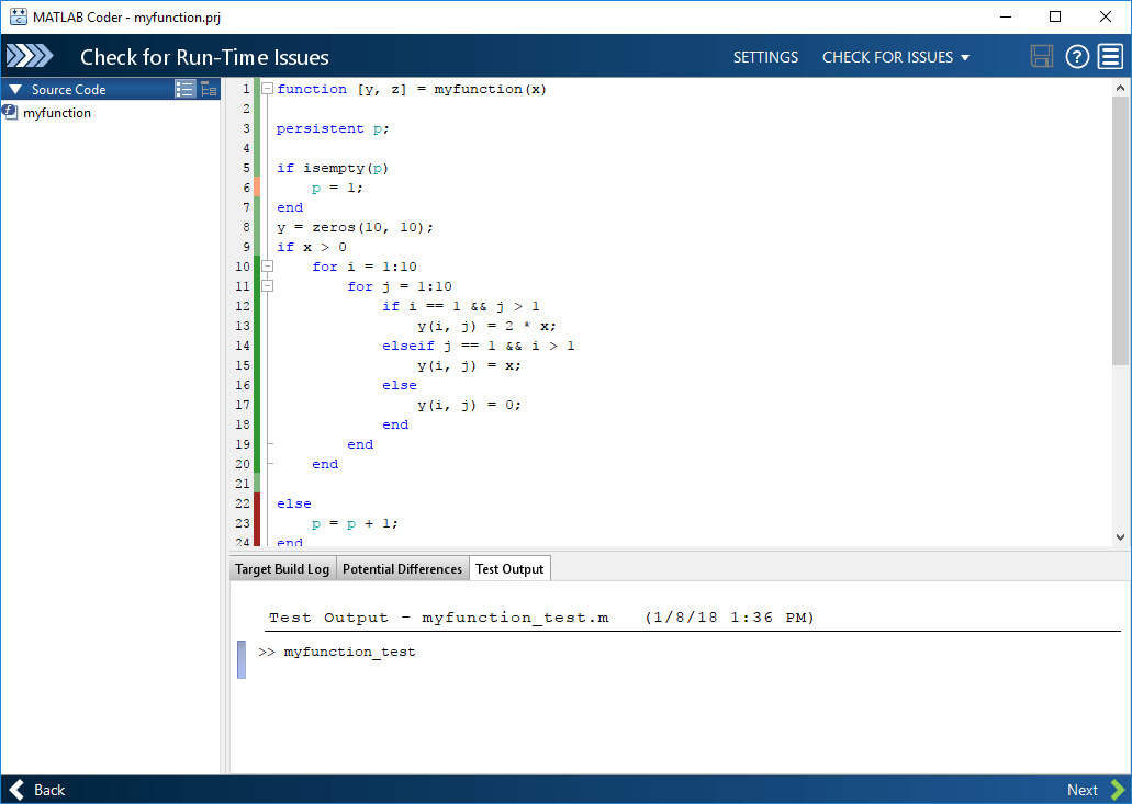 App editor window, showing the Code Analyzer