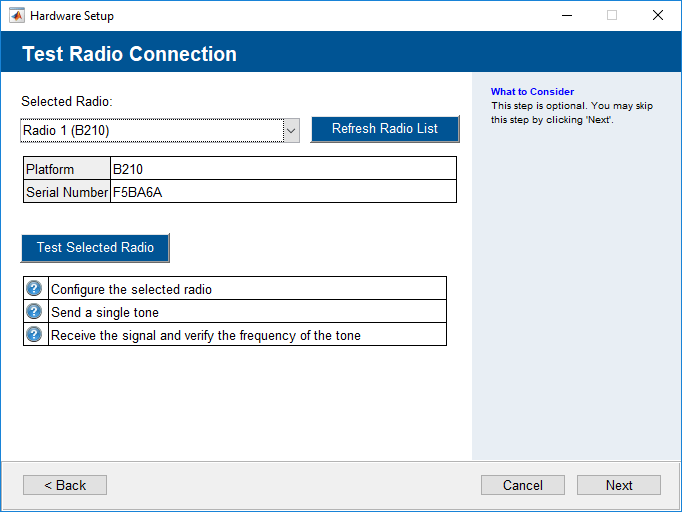 Test the radio connection