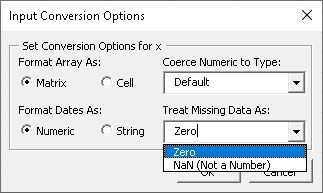 The Input Conversion Options dialog box