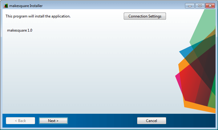 Installer screen that identifies the component as makesquare 1.0