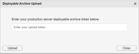 Window prompting you to enter your JSON web token to upload your archive