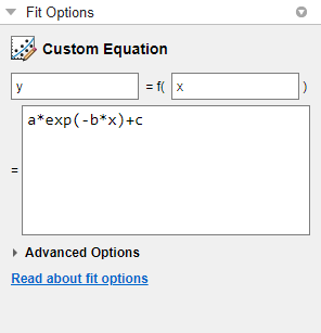 Default custom equation for a curve fit