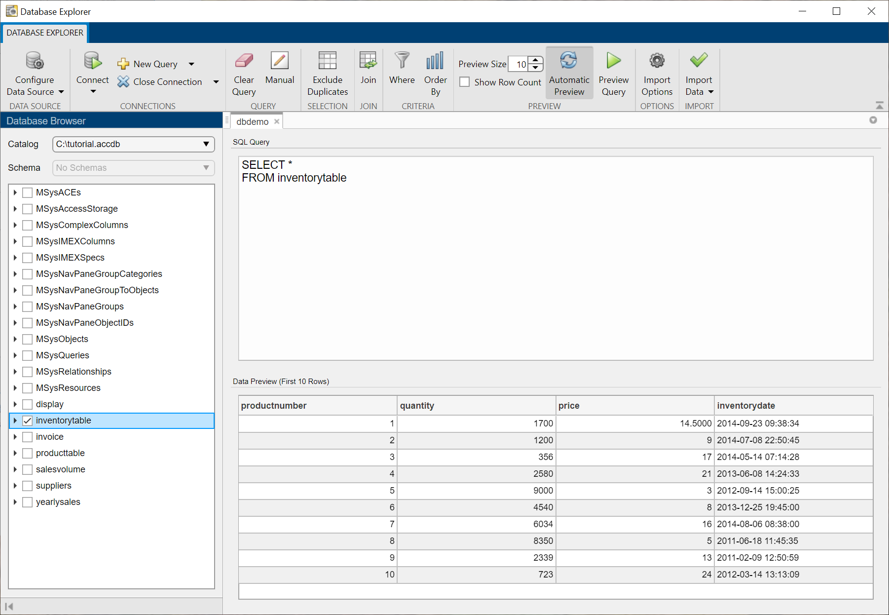 Create Sql Queries Using Database Explorer App Matlab And Simulink Mathworks Deutschland 9378