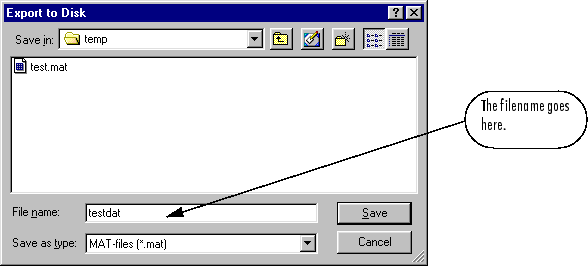 Screenshot of Export to disk dialogue box