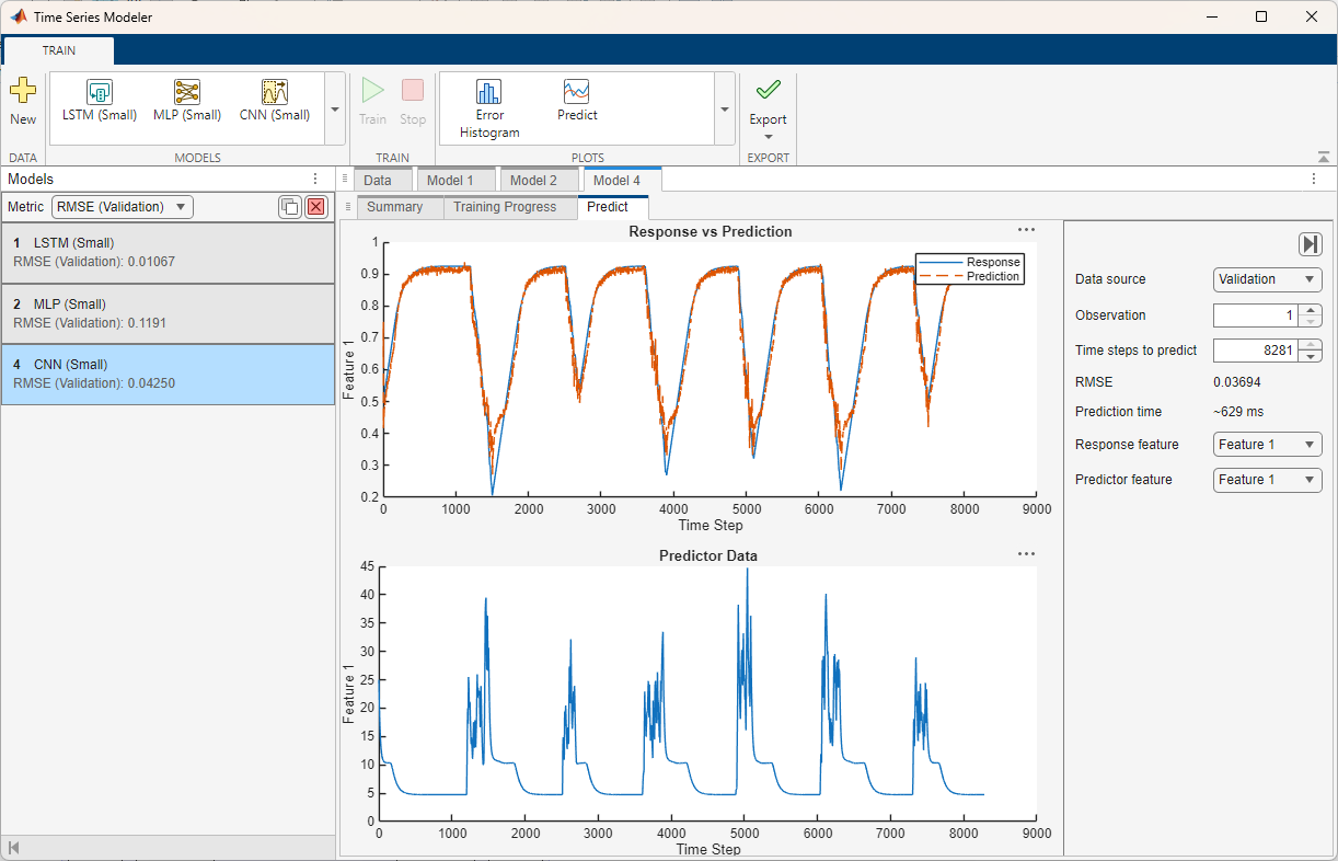 Screenshot of Time Series Modeler app