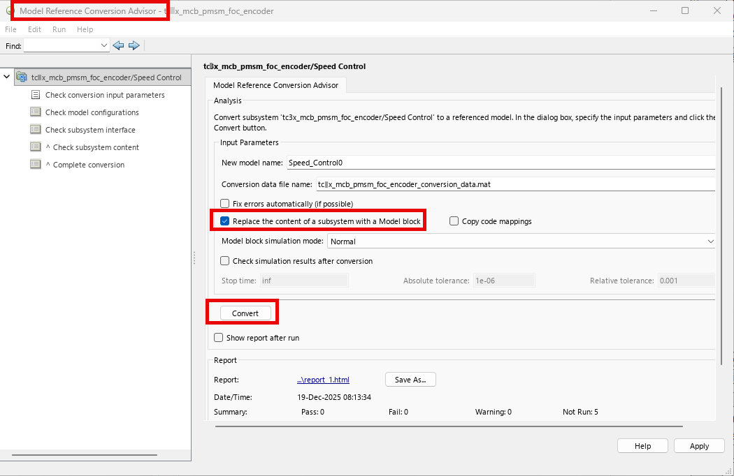 Model Reference Conversion Advisor