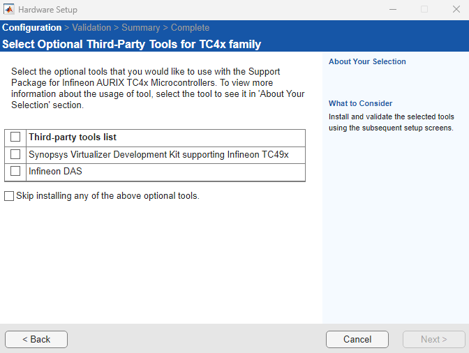 Select optional third party tools for IFX TC4x