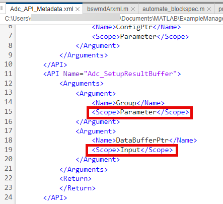 Metadata file for ADC block API