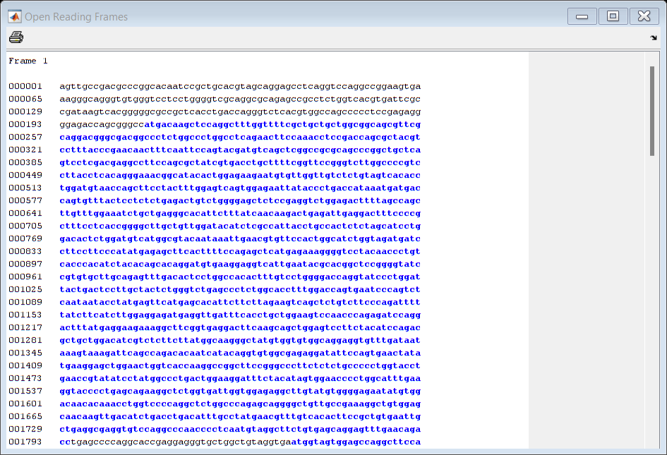 Figure Open Reading Frames contains objects of type hgjavacomponent, uitoolbar.