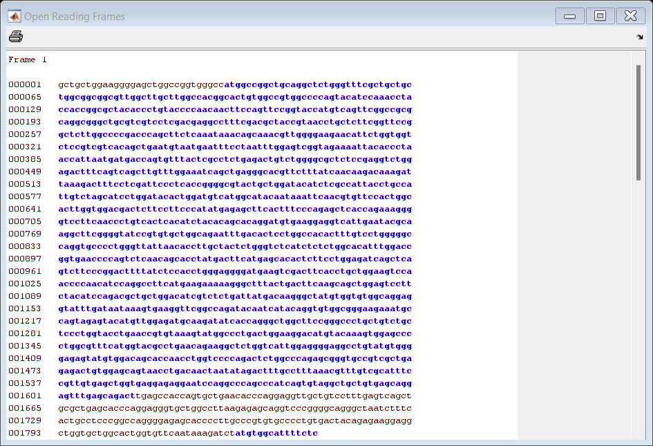 Figure Open Reading Frames contains objects of type hgjavacomponent, uitoolbar.