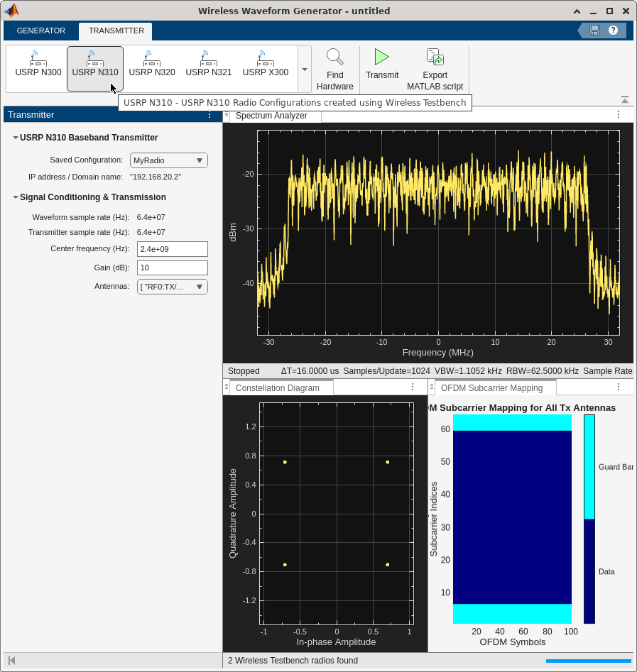 Transmit App-Generated Wireless Waveform Using Radio Transmitters