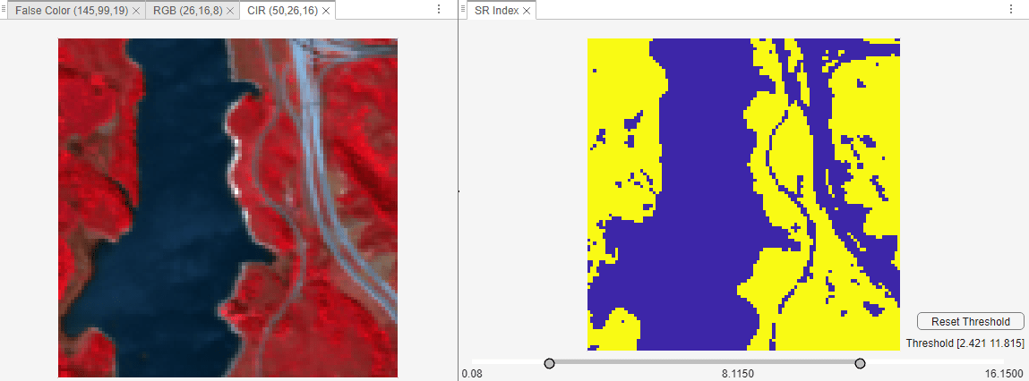 Hyperspectral Viewer Thresholded Spectral Index Mask View