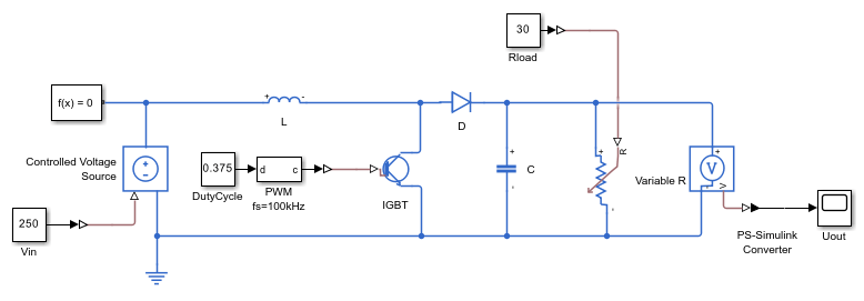 boost converter matlab simulink model