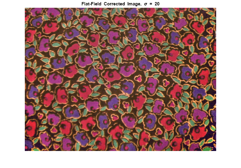 Figure contains an axes object. The hidden axes object with title Flat-Field blank Corrected blank Image, blank sigma blank = 20 contains an object of type image.