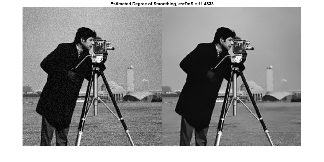 Figure contains an axes object. The hidden axes object with title Estimated Degree of Smoothing, estDoS = 11.4833 contains an object of type image.