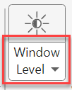 Side-by-side comparison of a transverse CT slice with default window level settings and increased brightness and contrast