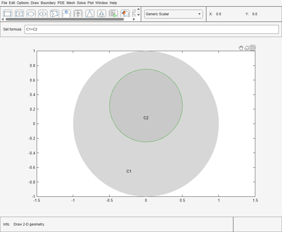 Figure PDE Modeler - [Untitled] contains objects of type uimenu, uigridlayout.