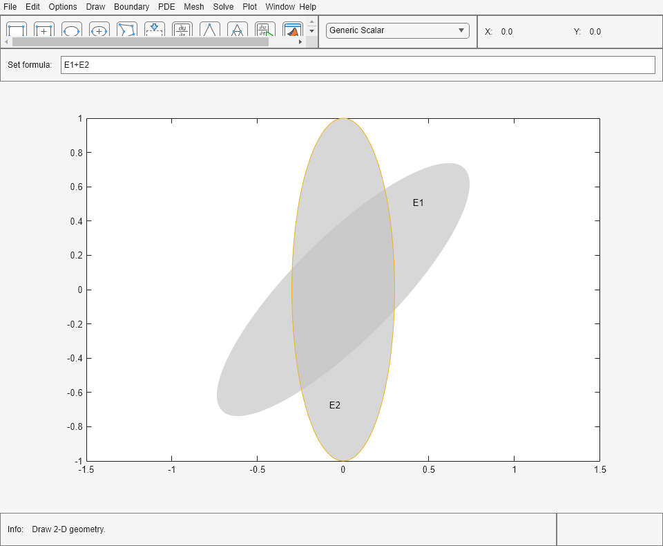 Figure PDE Modeler - [Untitled] contains objects of type uimenu, uigridlayout.