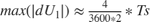 $max(|dU_1|) \approx \frac{4}{3600*2}*Ts$