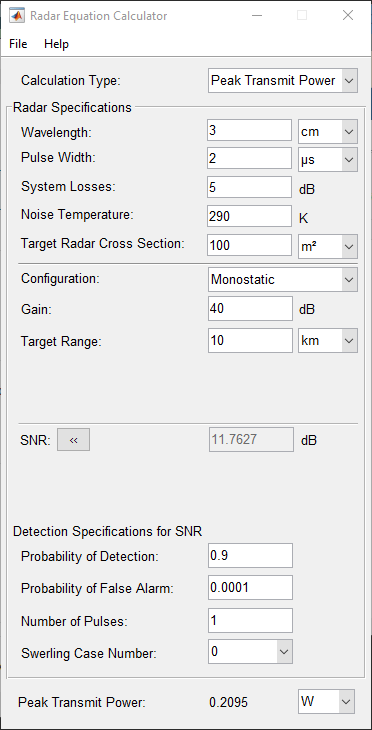 watt to decibels radar weather calculator