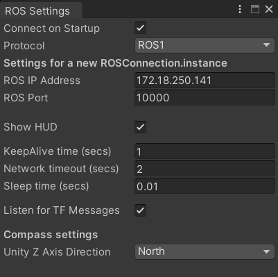 Unity ROS Settings