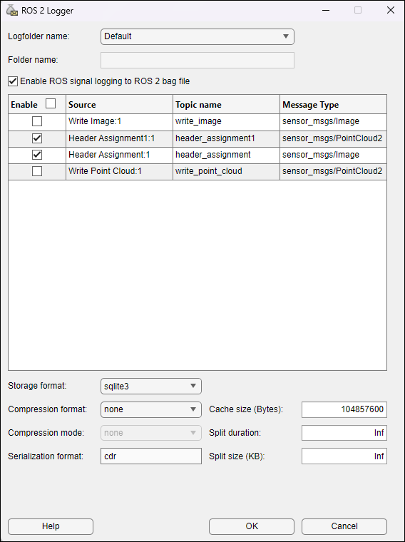 Use ROS 2 Logger App to Save ROS 2 Messages from Simulink