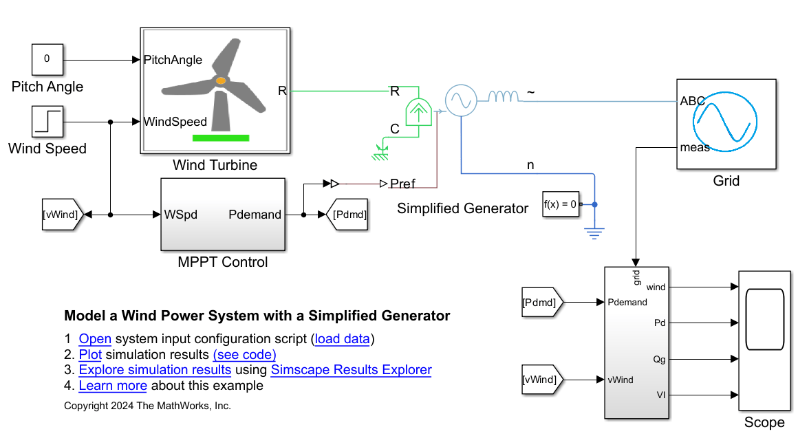 Model a Wind Power System with a Simplified Generator