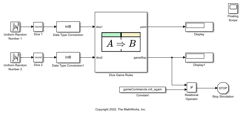 Model Dice Game Rules Using a Requirements Table Block - MATLAB