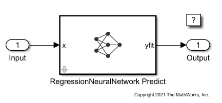 Predict Responses Using RegressionNeuralNetwork Predict Block