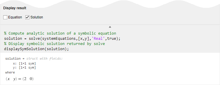 solve equation matlab symbolic toolbox