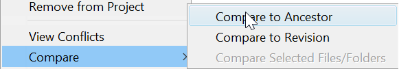 Select Compare and then Compare to Ancestor.