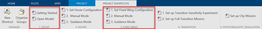 Project shortcuts