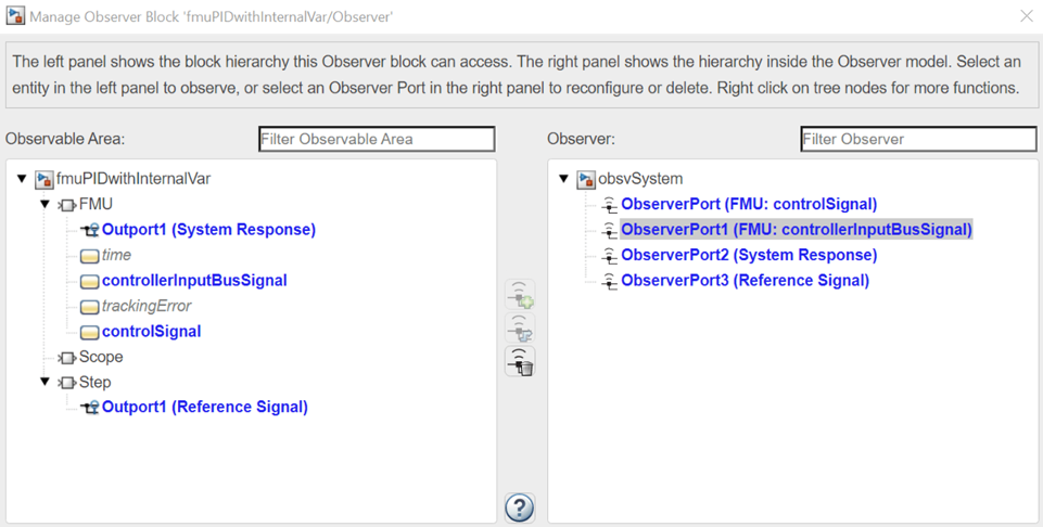 FMU with internal signal observed by Observer block