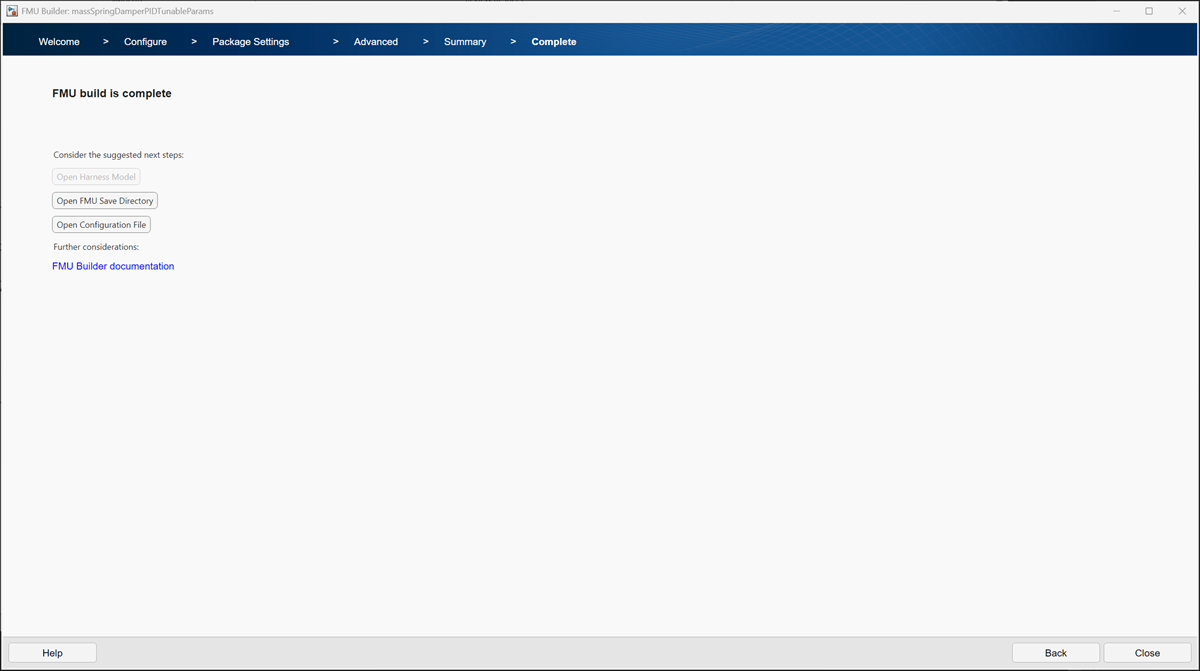 FMU Builder complete page