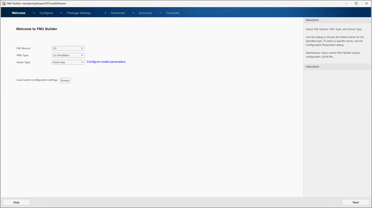 FMU Builder welcome page