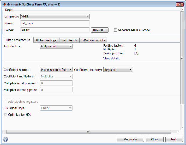 Generate HDL tool