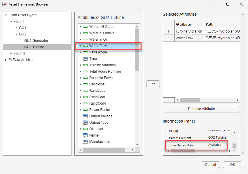 Select attributes from default database