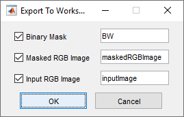 Export To Workspace dialog box