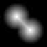 Grayscale image in which objects are white and pixels become darker as the distance from the objects increases.