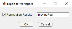 Export to Workspace dialog box