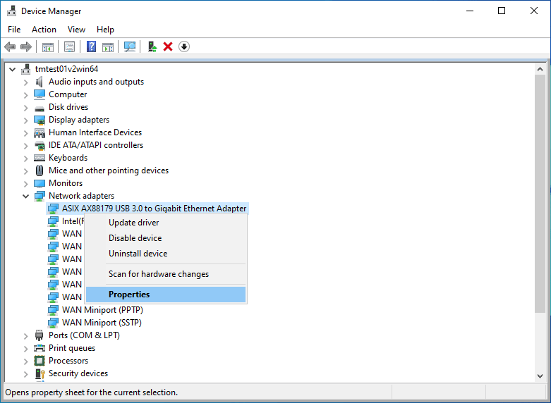Device Manager window with Gigabit Ethernet Adapter Properties selected