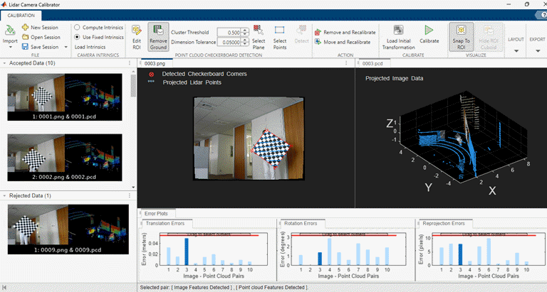 Interactively establish correspondences between lidar sensor and camera