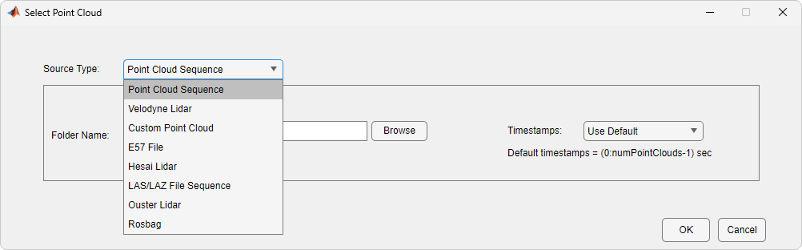 Select Point Cloud dialog box.